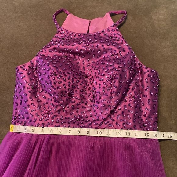 Women’s Short Purple Halter Neck Beaded Prom Party Homecoming Dress Size 14 NEW - Picture 10 of 12